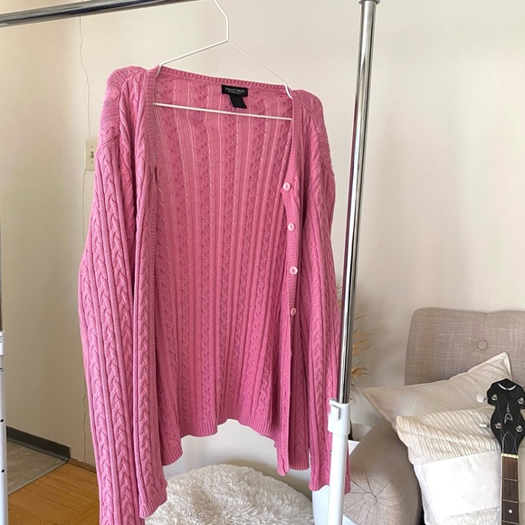 Pink Cable Knit Cardigan - Picture 2 of 7